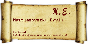 Mattyasovszky Ervin névjegykártya