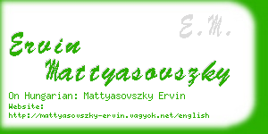 ervin mattyasovszky business card